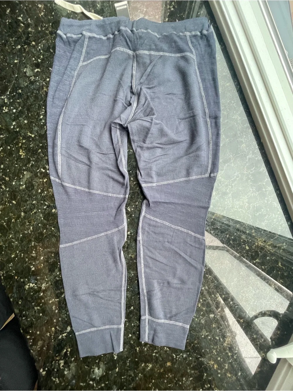 Monrow Navy Knit Drawstring Athletic Pants  with Cream Tie